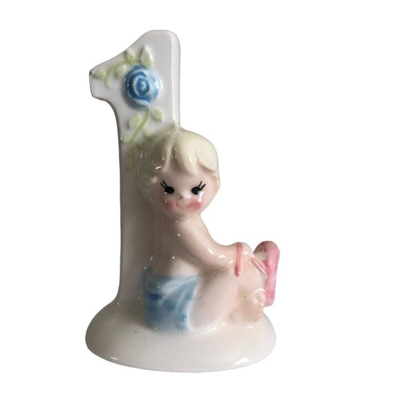 VINTAGE Baby 1st Year Ornament Cake Topper Figurine Ceramic Decor - Picture 6 of 6